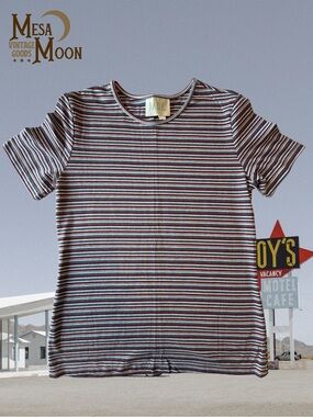 Vintage Short Sleeve Striped Tee in Blue and Red